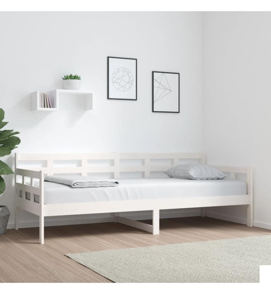 Lit de jour sans matelas blanc bois de pin massif 80x200 cm