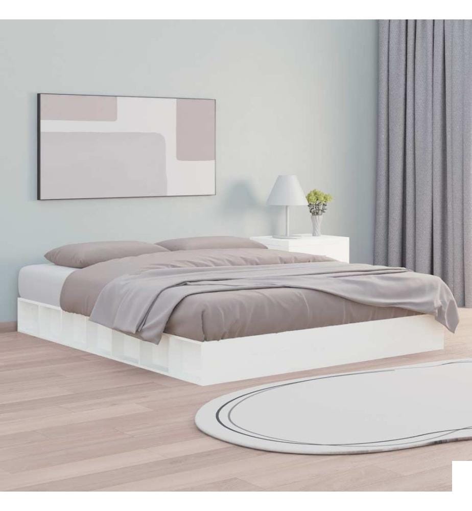 Cadre de lit sans matelas blanc 160x200 cm bois massif