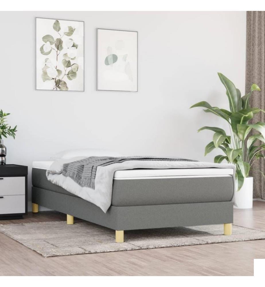 Sommier à ressorts de lit Gris foncé 90x190 cm Tissu