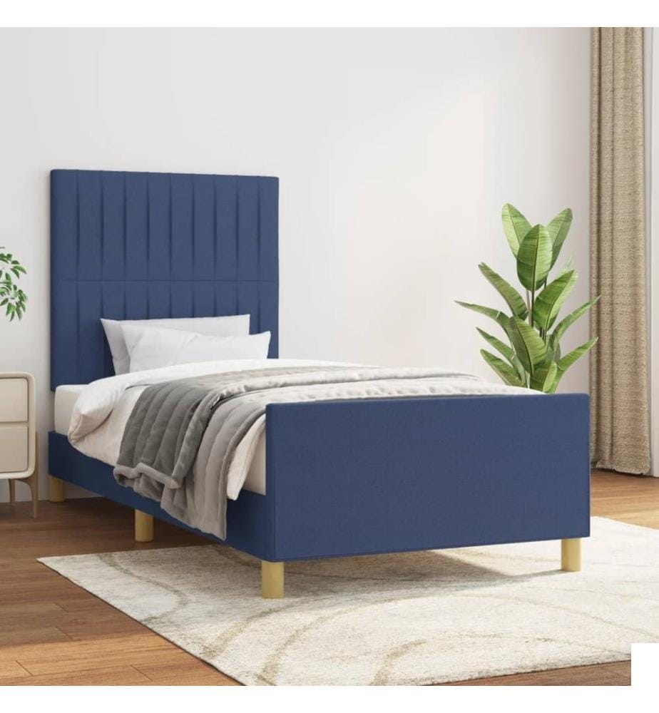 Cadre de lit avec tête de lit Bleu 80x200 cm Tissu