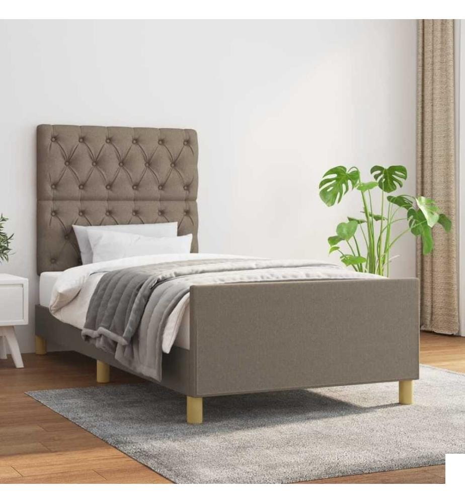 Cadre de lit avec tête de lit Taupe 80x200 cm Tissu