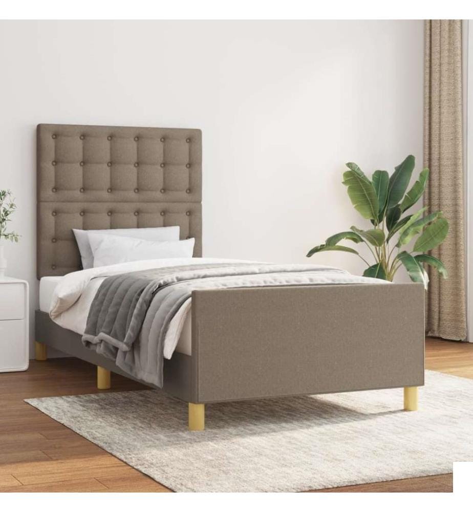 Cadre de lit avec tête de lit Taupe 80x200 cm Tissu