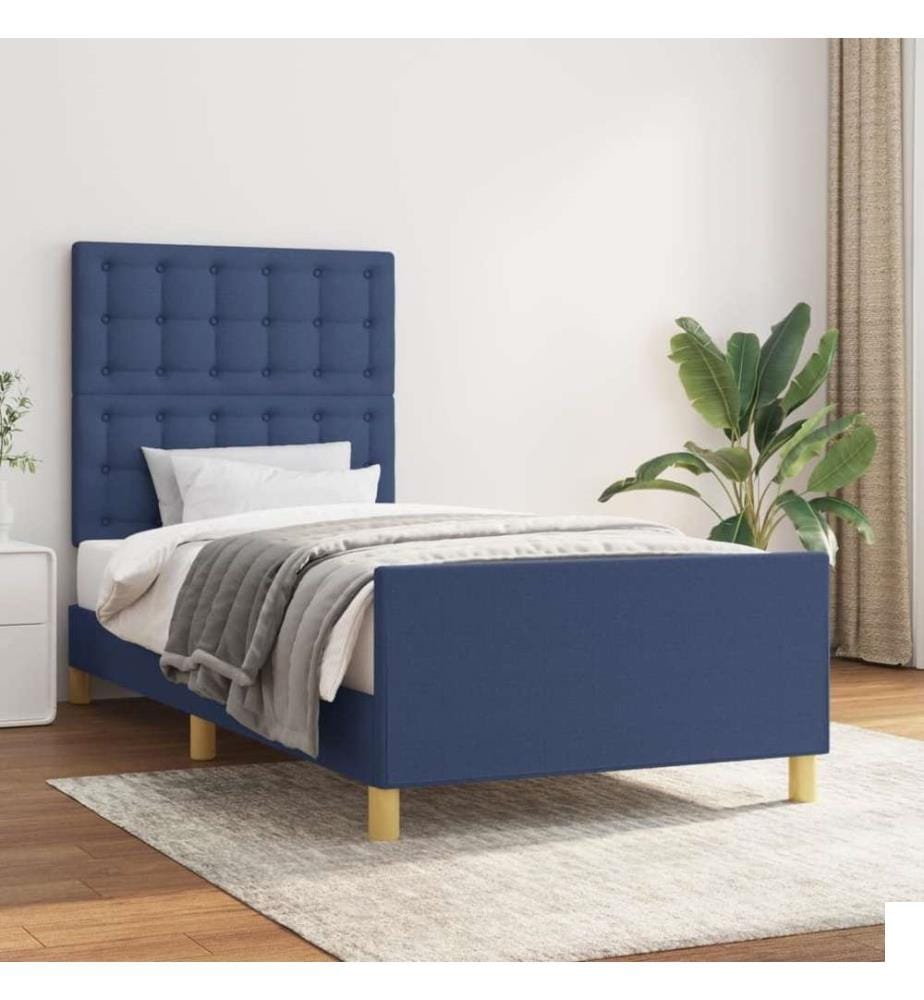 Cadre de lit avec tête de lit Bleu 80x200 cm Tissu