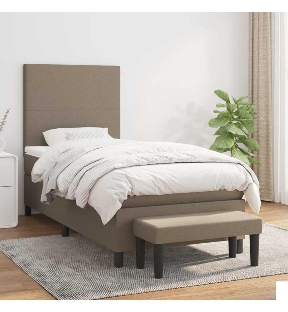 Lit à sommier tapissier avec matelas Taupe 80x200 cm Tissu