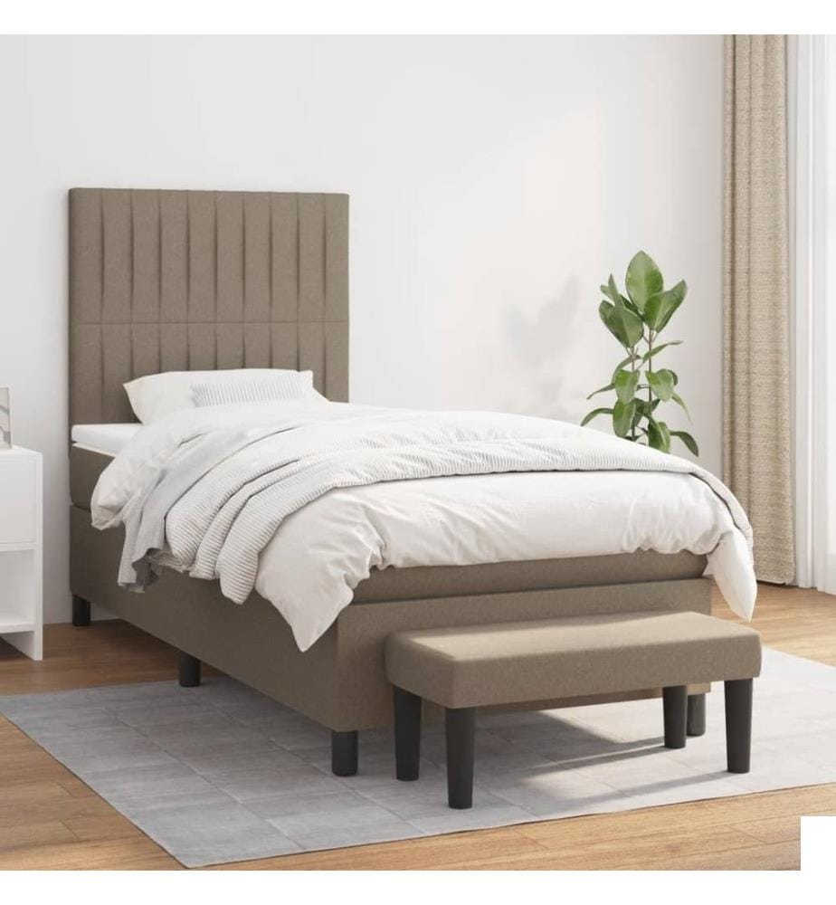 Lit à sommier tapissier avec matelas Taupe 80x200 cm Tissu