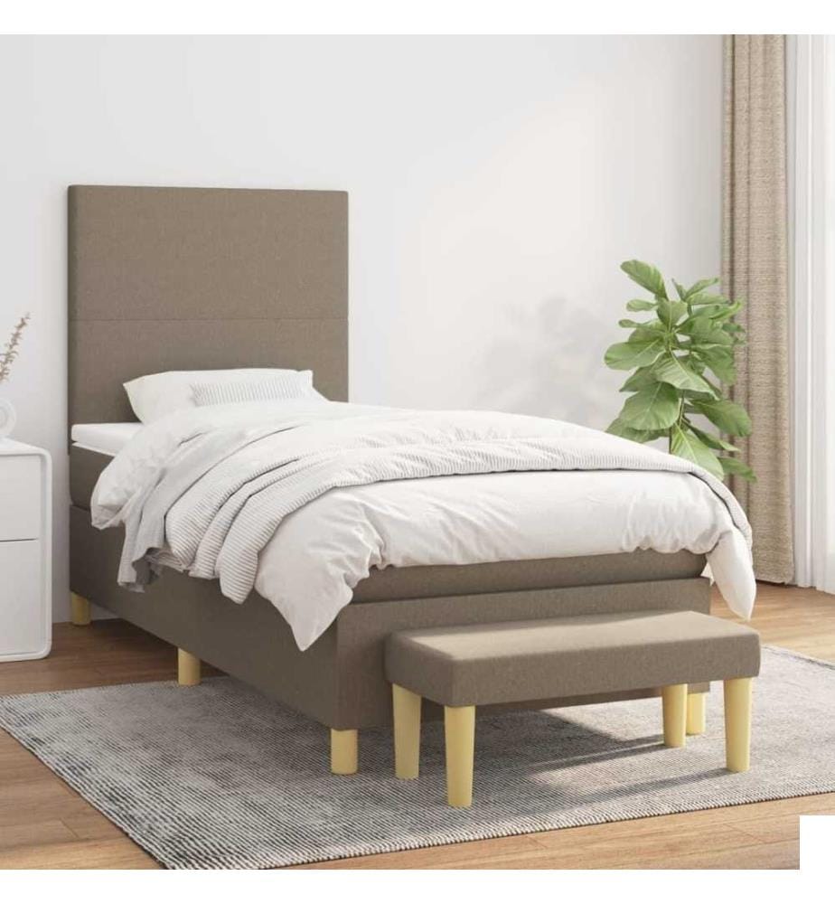 Lit à sommier tapissier avec matelas Taupe 80x200 cm Tissu