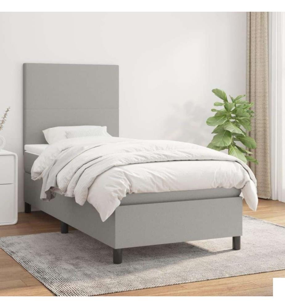 Lit à sommier tapissier avec matelas Gris clair 80x200 cm Tissu