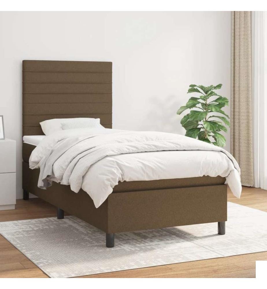 Lit à sommier tapissier avec matelas Marron foncé 80x200 cm