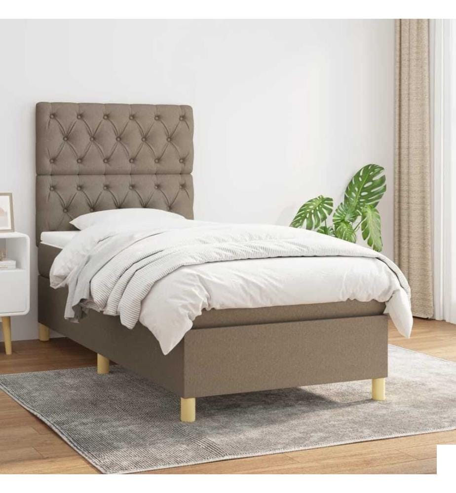Lit à sommier tapissier avec matelas Taupe 80x200 cm Tissu