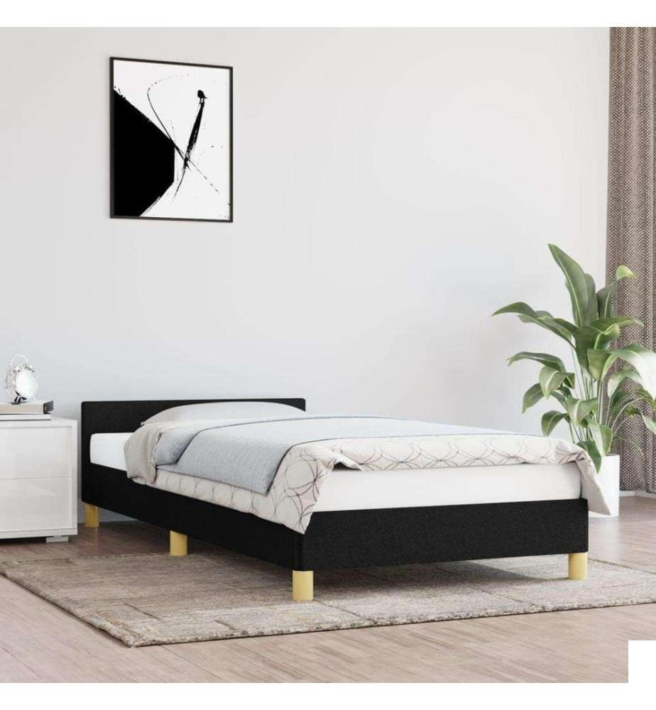 Cadre de lit avec tête de lit Noir 90x190 cm Tissu