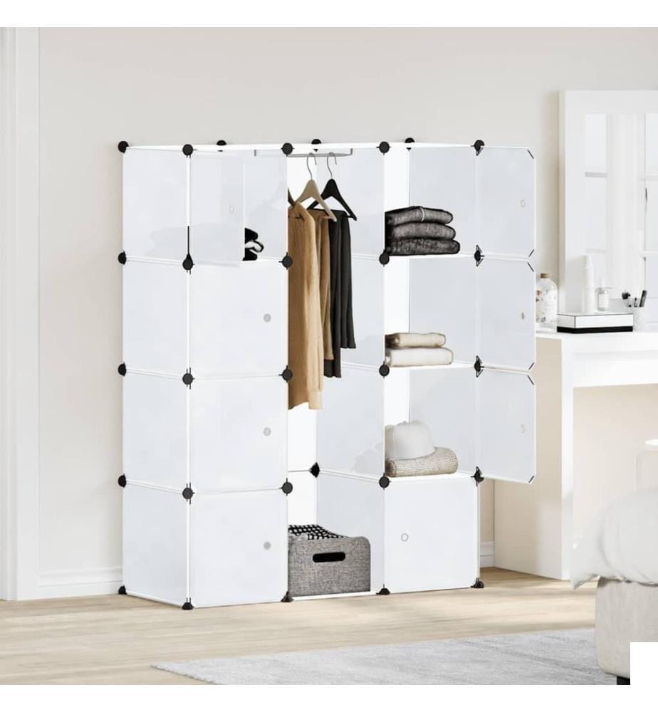 Armoire modulaire 9 compartiments 109x36,5x143 cm blanc