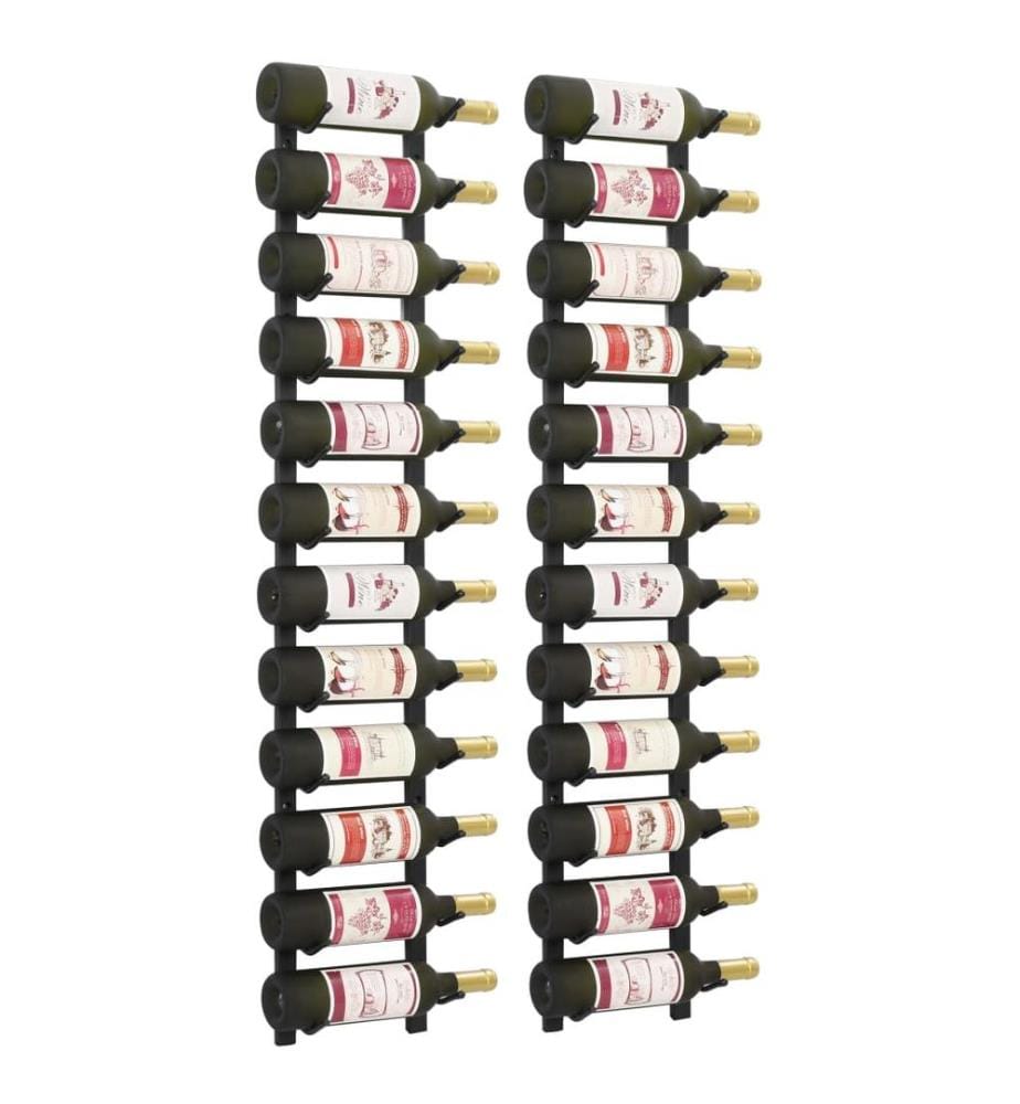 Casiers à bouteilles mural pour 12 bouteilles 2 pcs noir fer