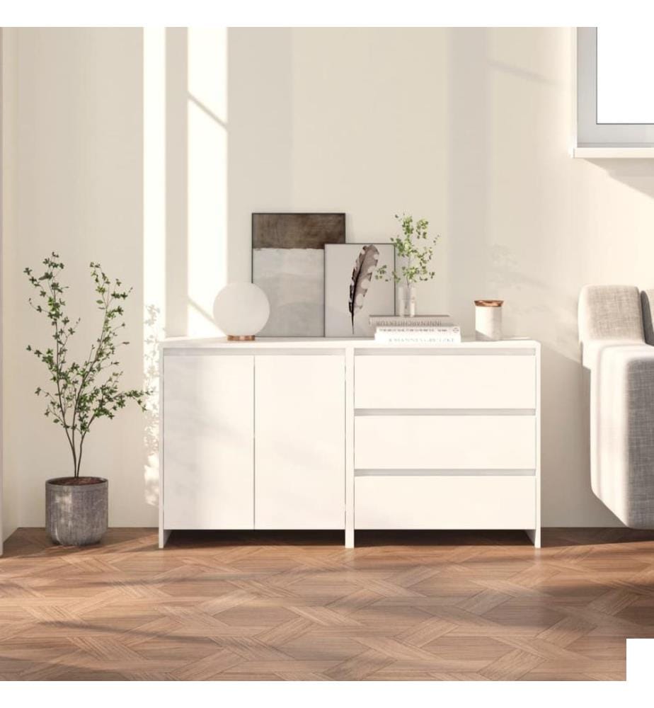 Buffets 2 pcs Blanc Bois d'ingénierie