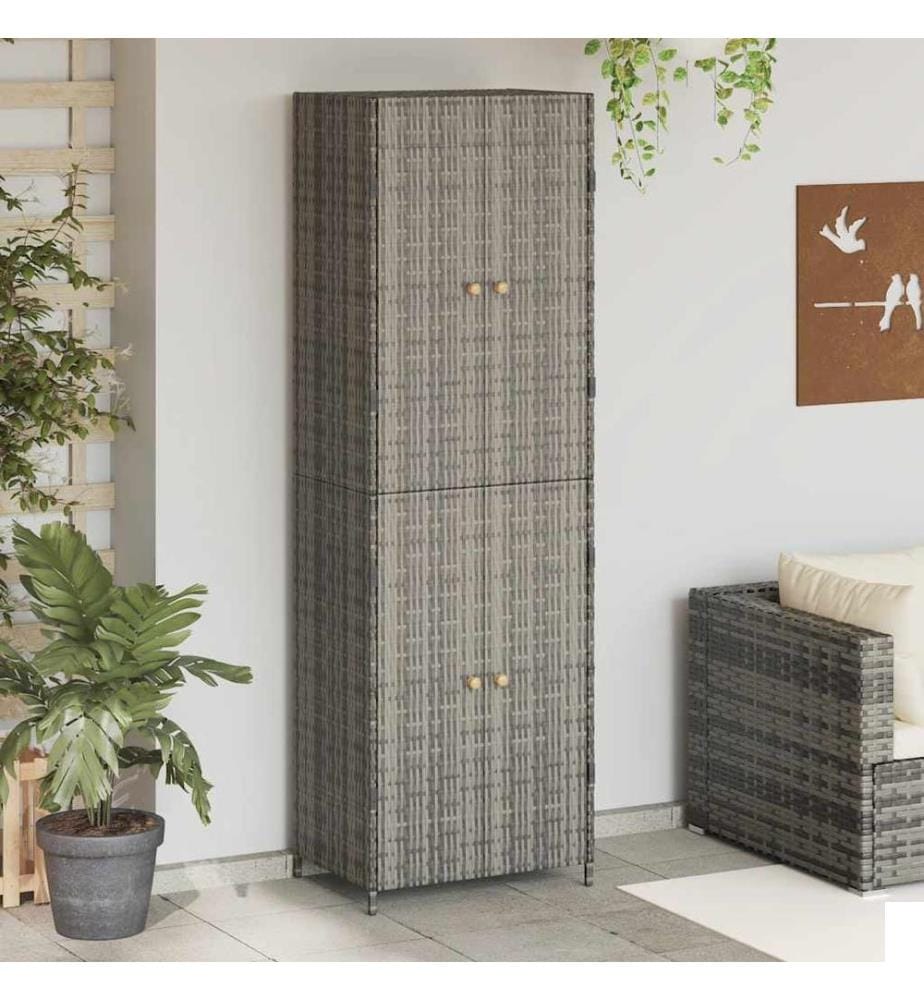 Armoire de rangement jardin Gris 59x40x180 cm Résine tressée