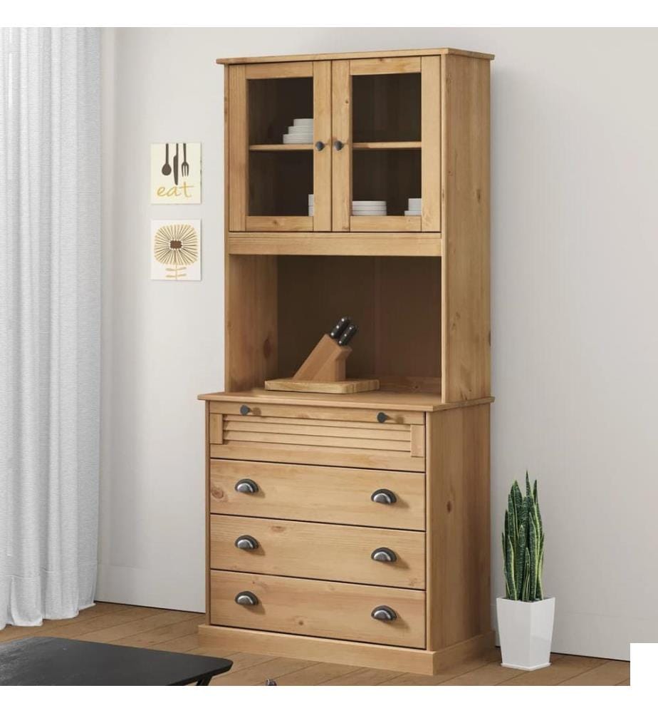 Buffet haut VIGO 80x40x176 cm bois massif de pin
