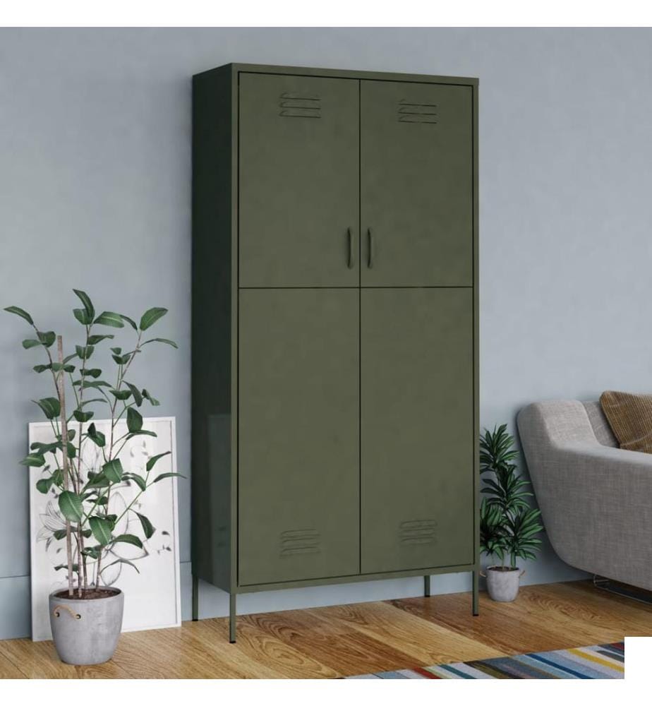 Garde-robe Vert olive 90x50x180 cm Acier
