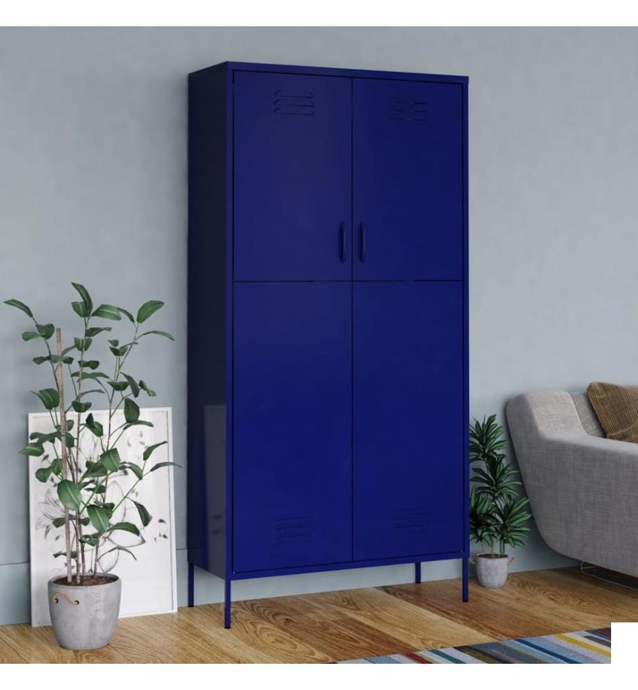 Garde-robe Bleu marine 90x50x180 cm Acier