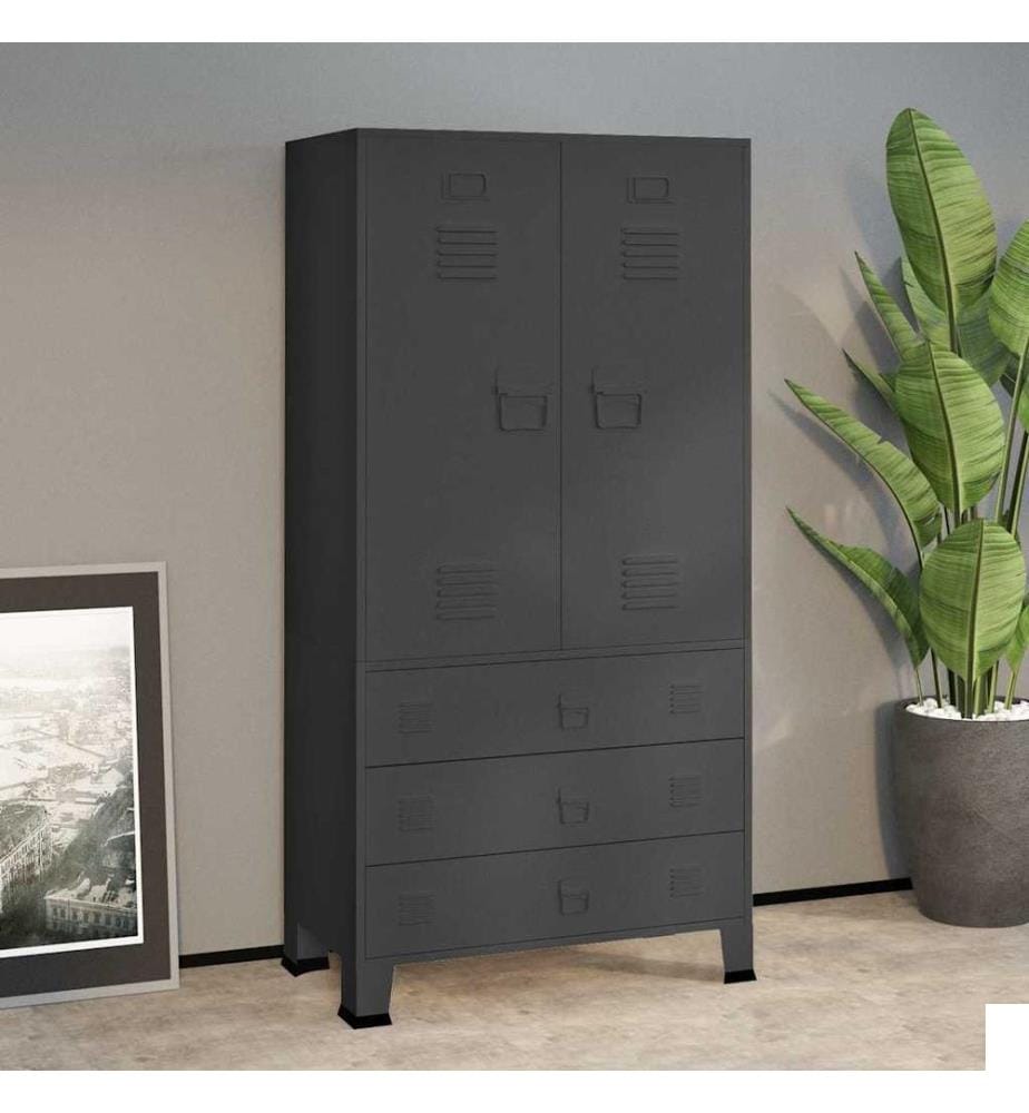 Garde-robe industrielle Anthracite 90x50x180 cm Métal