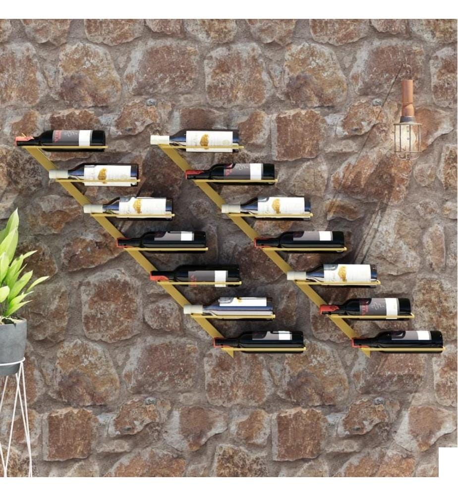 Casier à vin mural pour 7 bouteilles 2 pcs Doré Métal