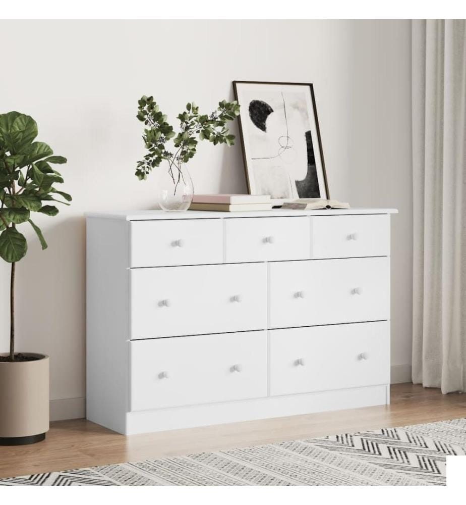 Commode ALTA blanc 112x35x73 cm bois massif de pin