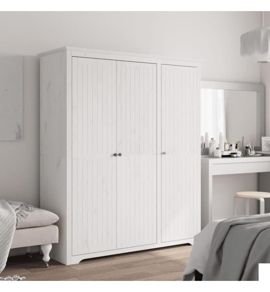 Garde-robe BODO blanc 146x53,5x173 cm bois massif de pin