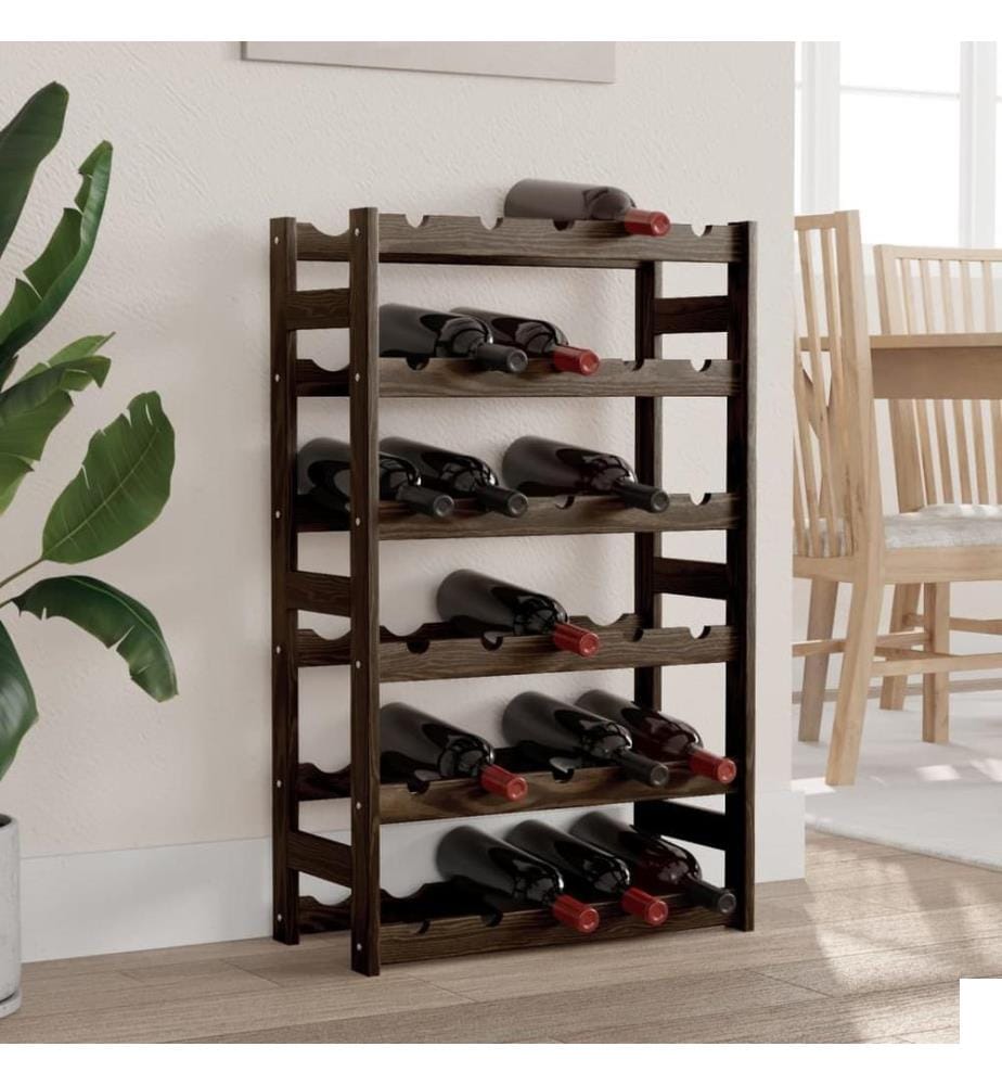 Casier à bouteilles pour 30 bouteilles noir bois pin solide
