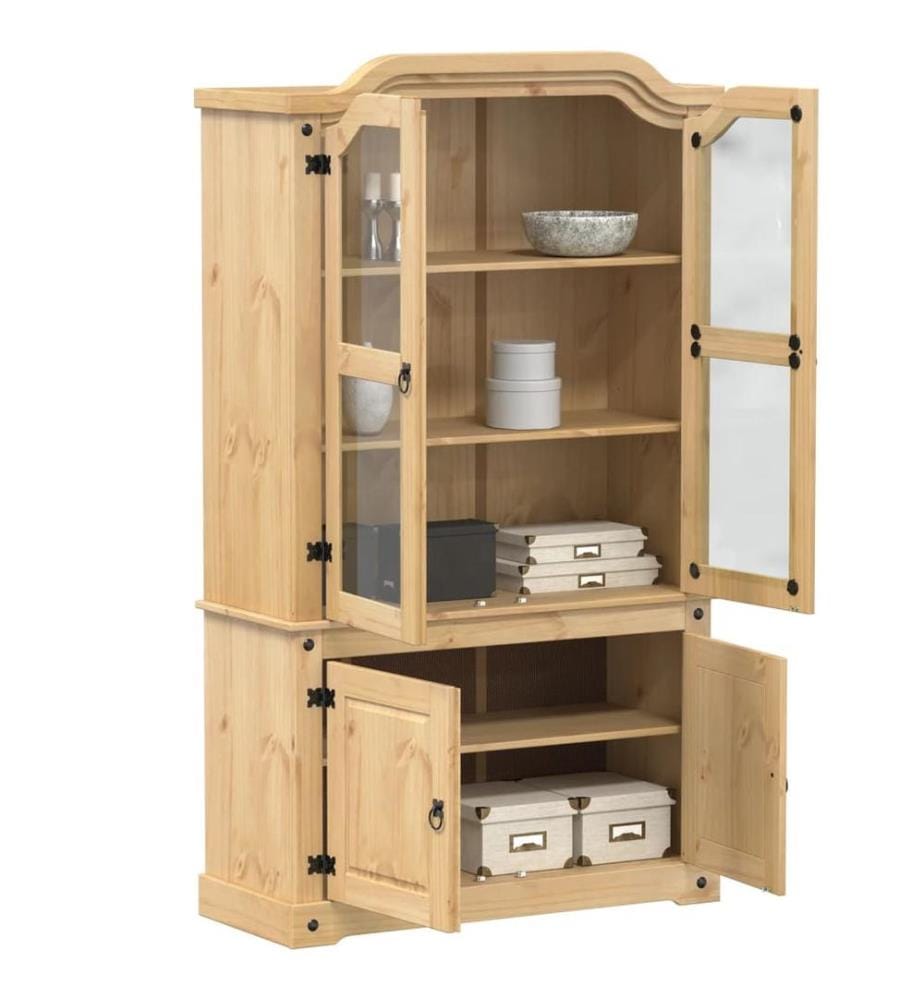 Vitrine en verre Corona 103,5x42x180 cm bois de pin massif