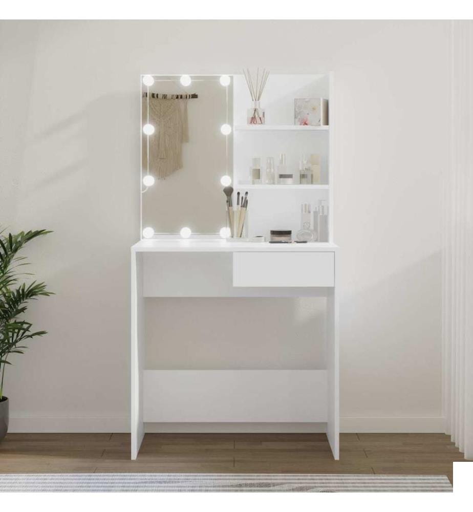 Coiffeuse avec LED Blanc 74,5x40x141 cm