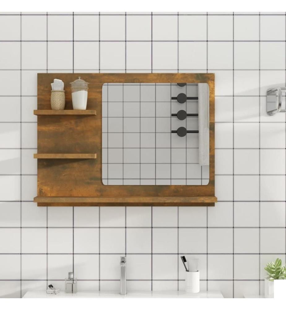 Miroir de bain Chêne fumé 60x10,5x45 cm Bois d'ingénierie