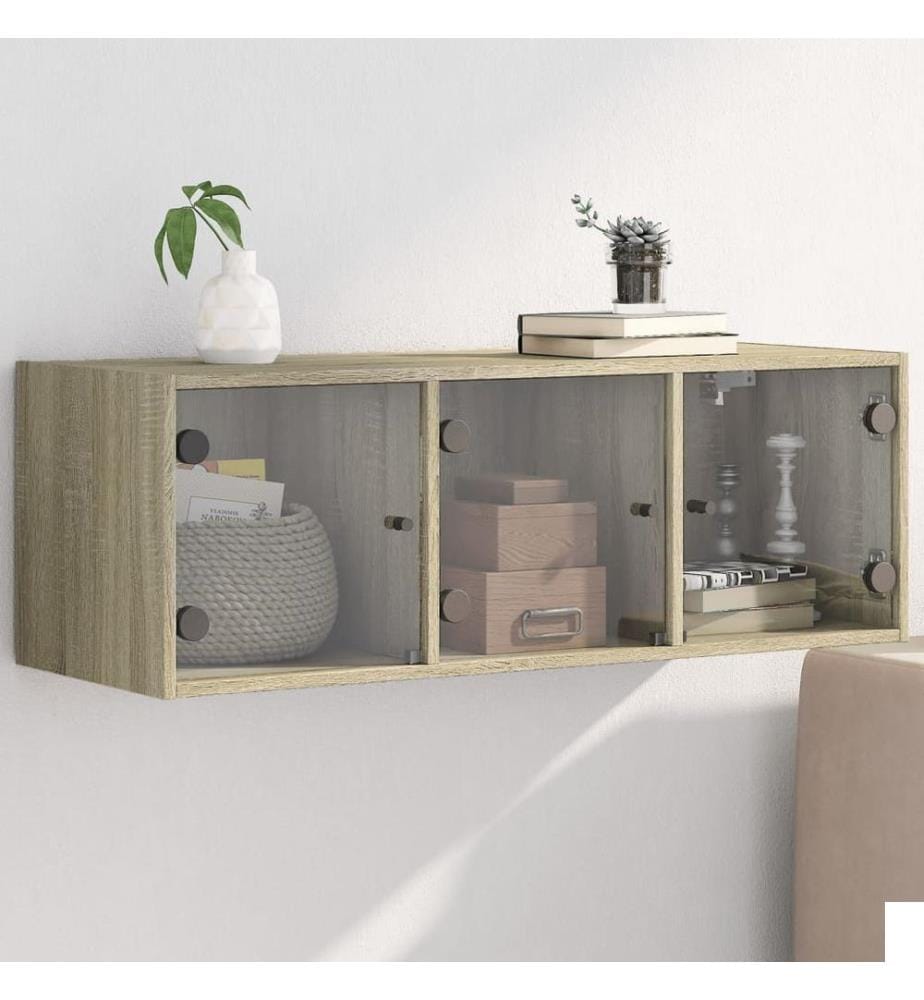 Armoire murale avec portes en verre chêne sonoma 102x37x35 cm