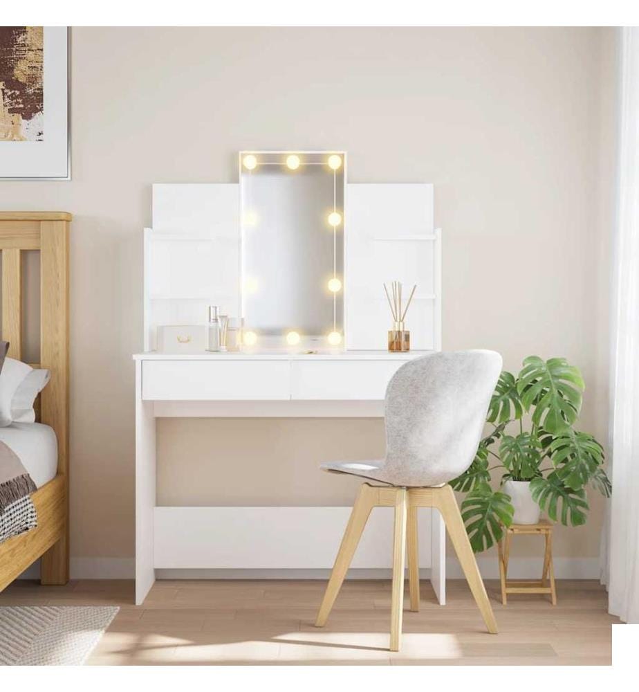Coiffeuse avec lumières LED blanc 96x40x142 cm