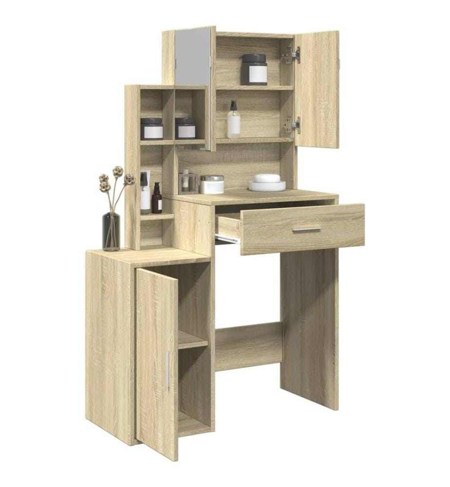 Coiffeuse avec armoire chêne sonoma 80x35x132 cm
