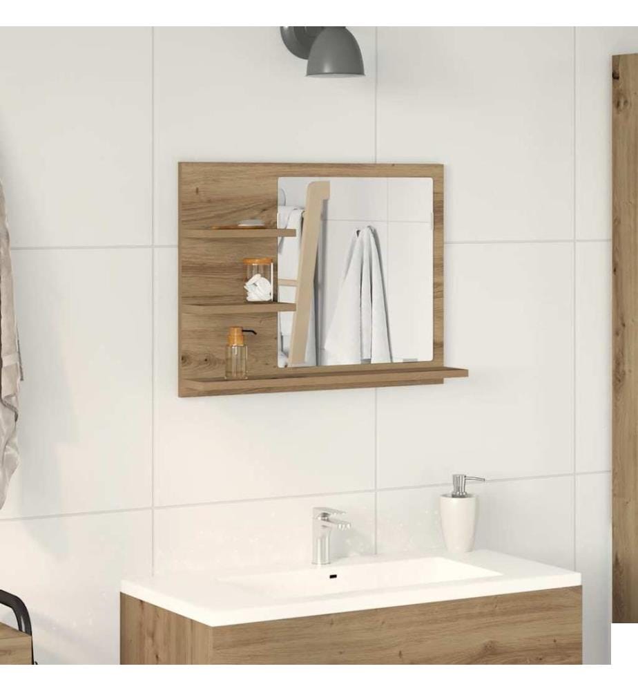 Armoire à miroir salle de bain chêne artisanal 60x10,5x45 cm