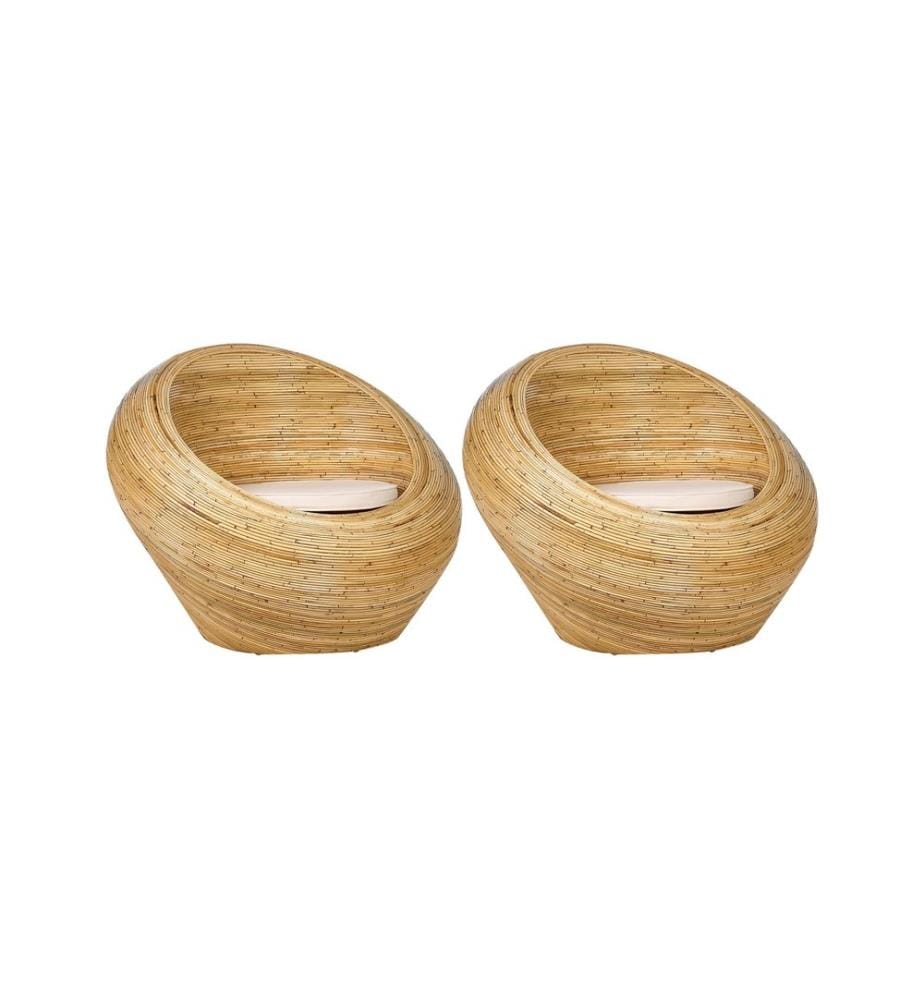 Ensemble de 2 fauteuils de jardin MAIORI Rotin Naturel