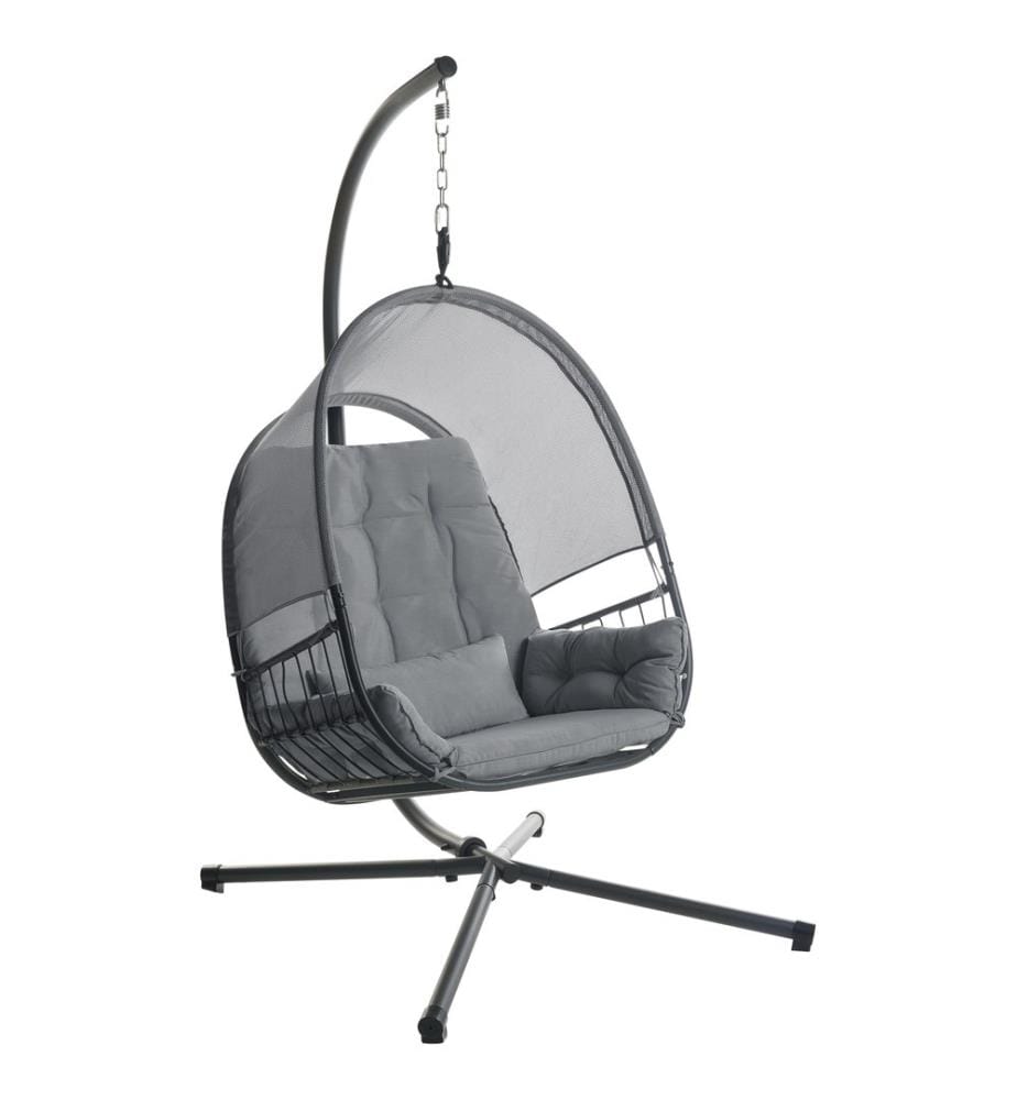 Fauteuil suspendu avec support ALVIANO Tissu Gris foncé