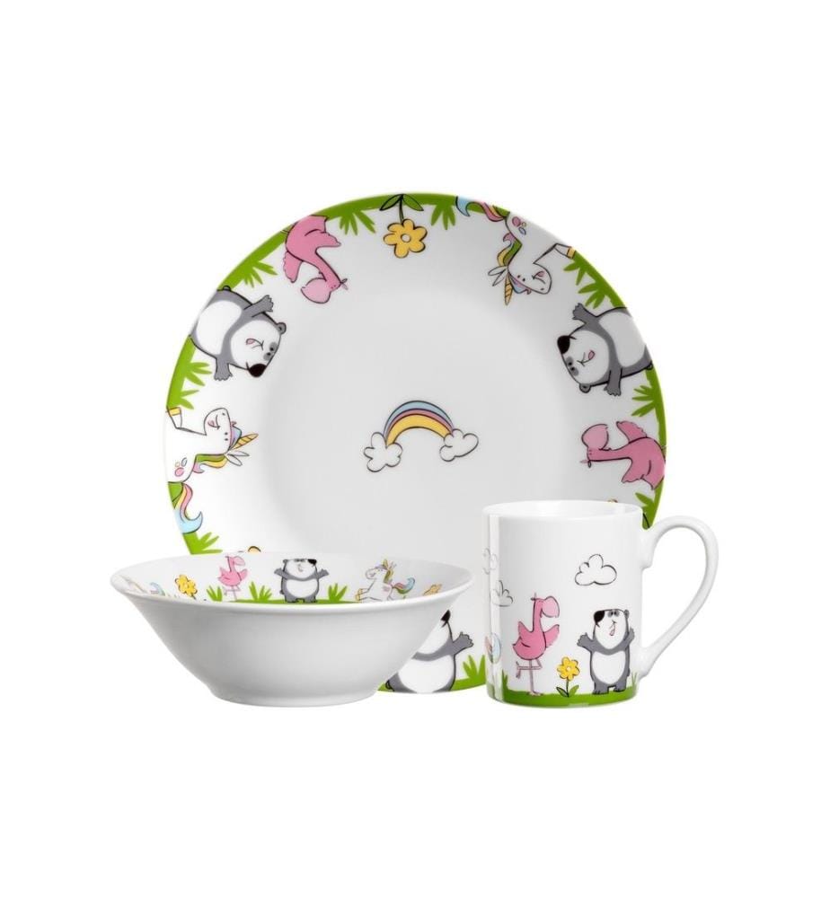 LEONARDO - Service de table pour enfants Bambini Flamingo/Panda/Licorne, 3 pièces