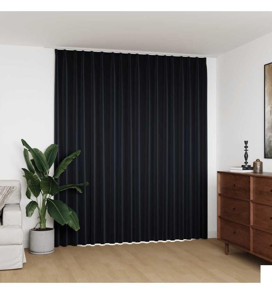 Rideau occultant avec crochets Noir 290x245 cm