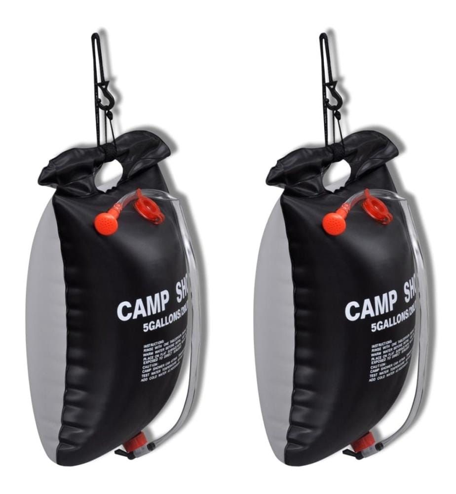 Douche solaire de camping et voyage 20 L 2 pcs