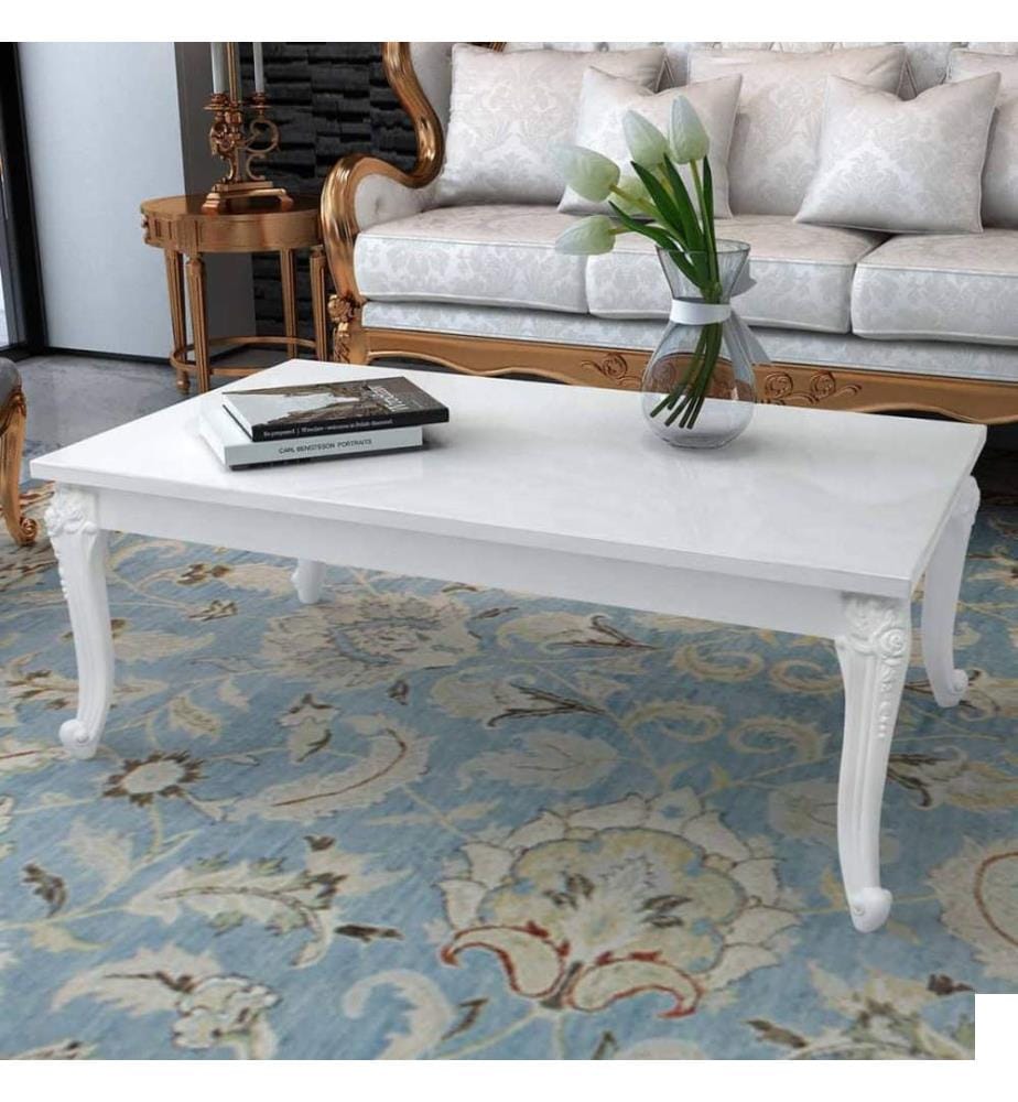Table basse 115x65x42 cm Blanc brillant