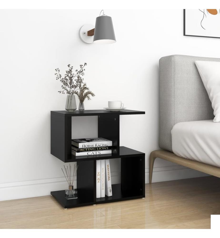 Table de chevet noir 50x30x51,5 cm bois d'ingénierie