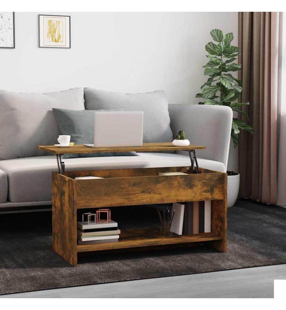 Table basse Chêne fumé 102x50x52,5 cm Bois d'ingénierie