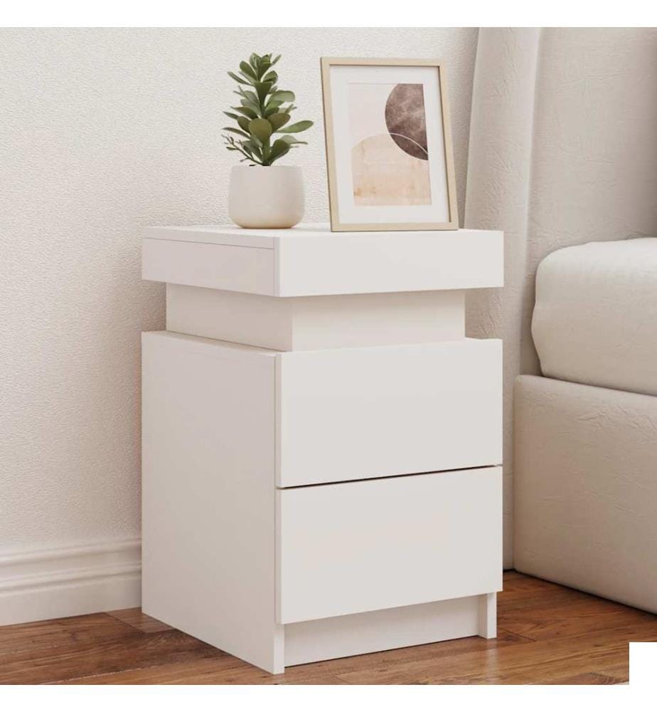 Table de chevet avec lumières LED blanc 35x39x55 cm