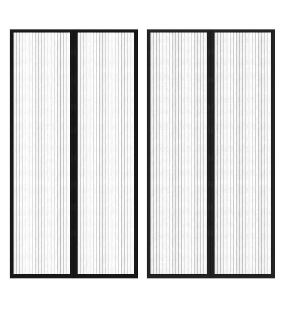 Rideau de porte contre insectes 210x100cm 2 pcs magnétique noir