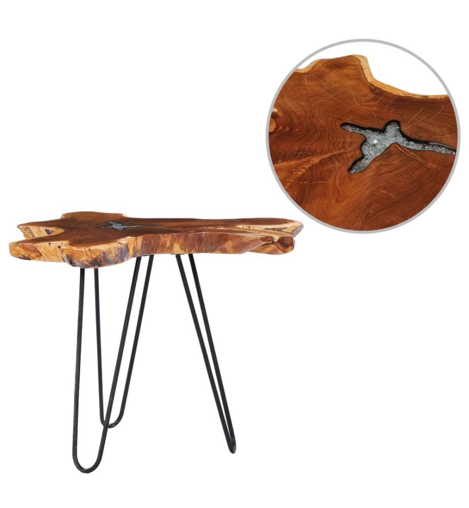 Table basse 70x45 cm Bois de teck massif et polyrésine