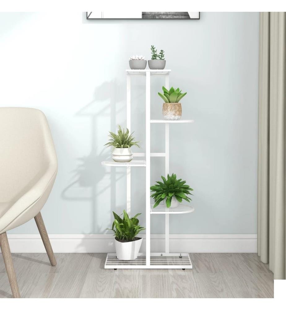 Support pour plantes 5 niveaux 43x22x98 cm Blanc Métal