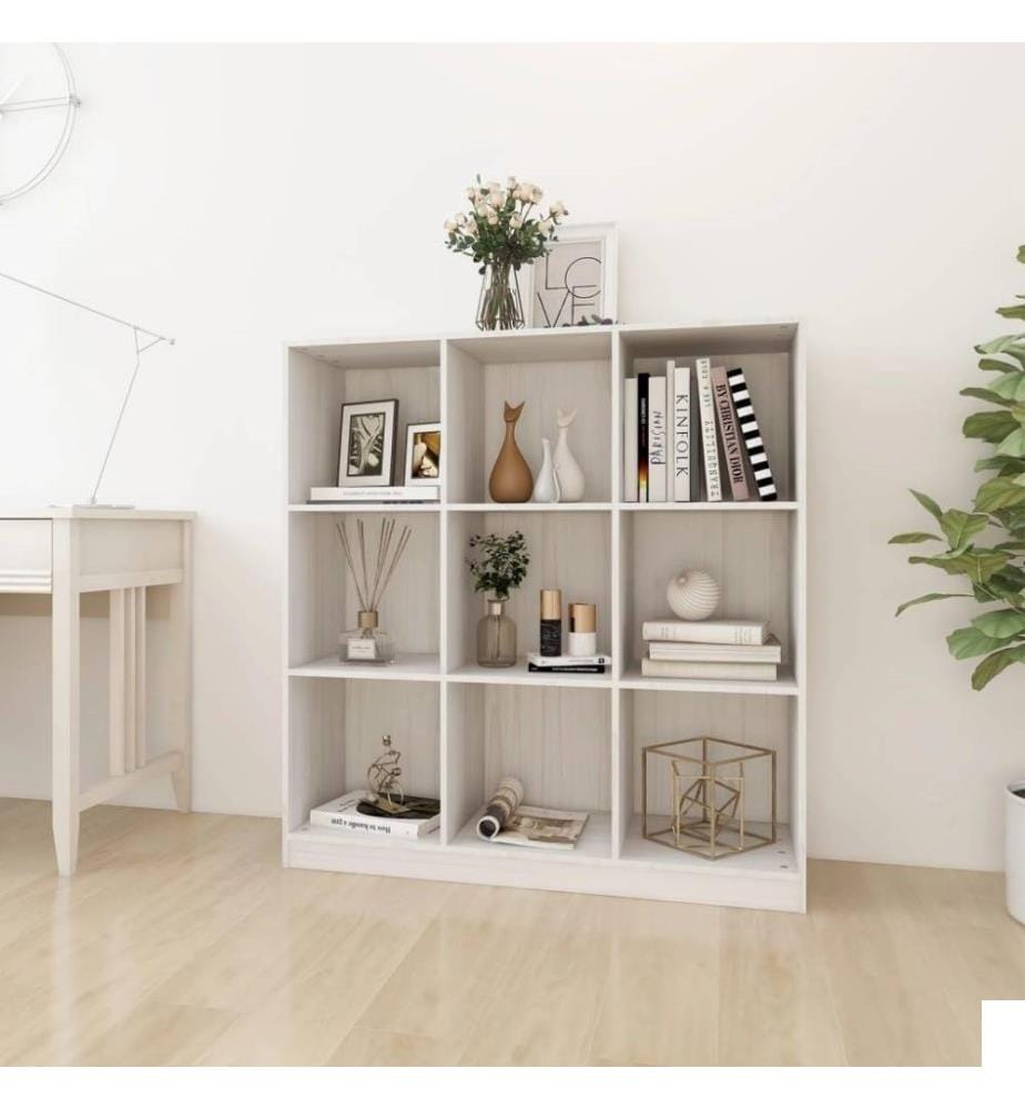 Bibliothèque/Séparateur de pièce Blanc 104x33,5x110 cm Pin
