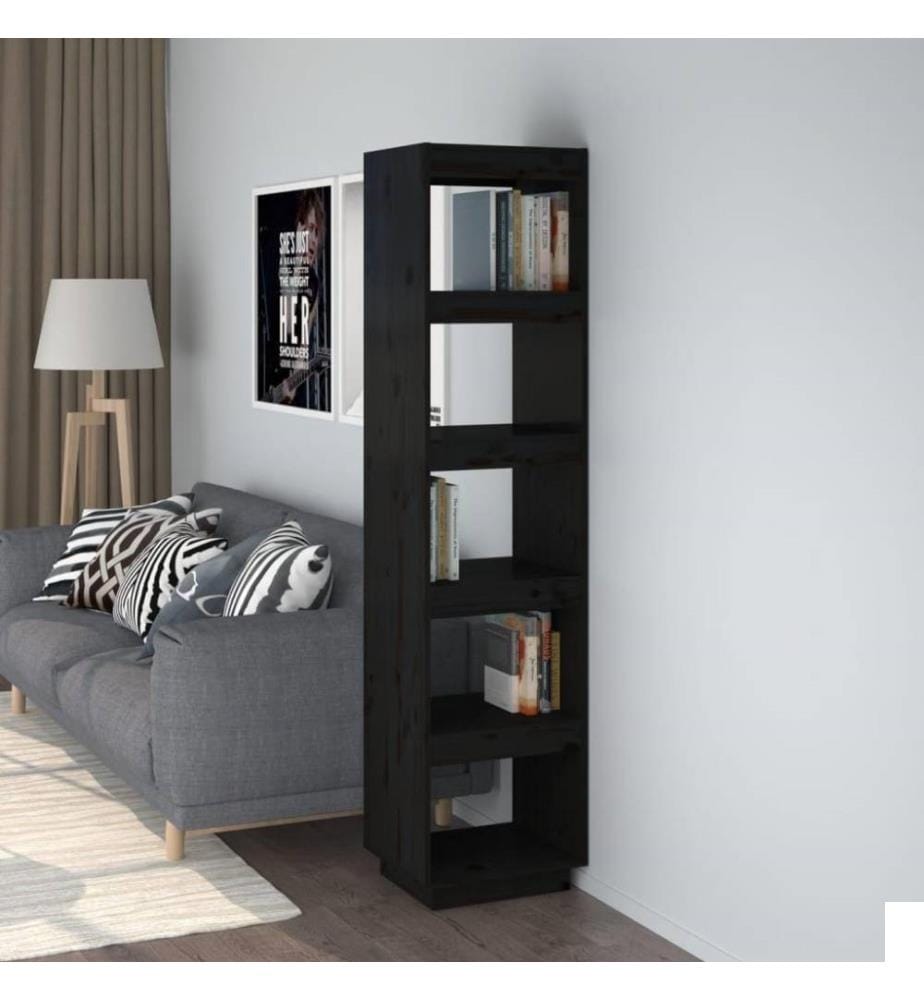 Bibliothèque/Séparateur de pièce Noir 40x35x167 cm Pin solide