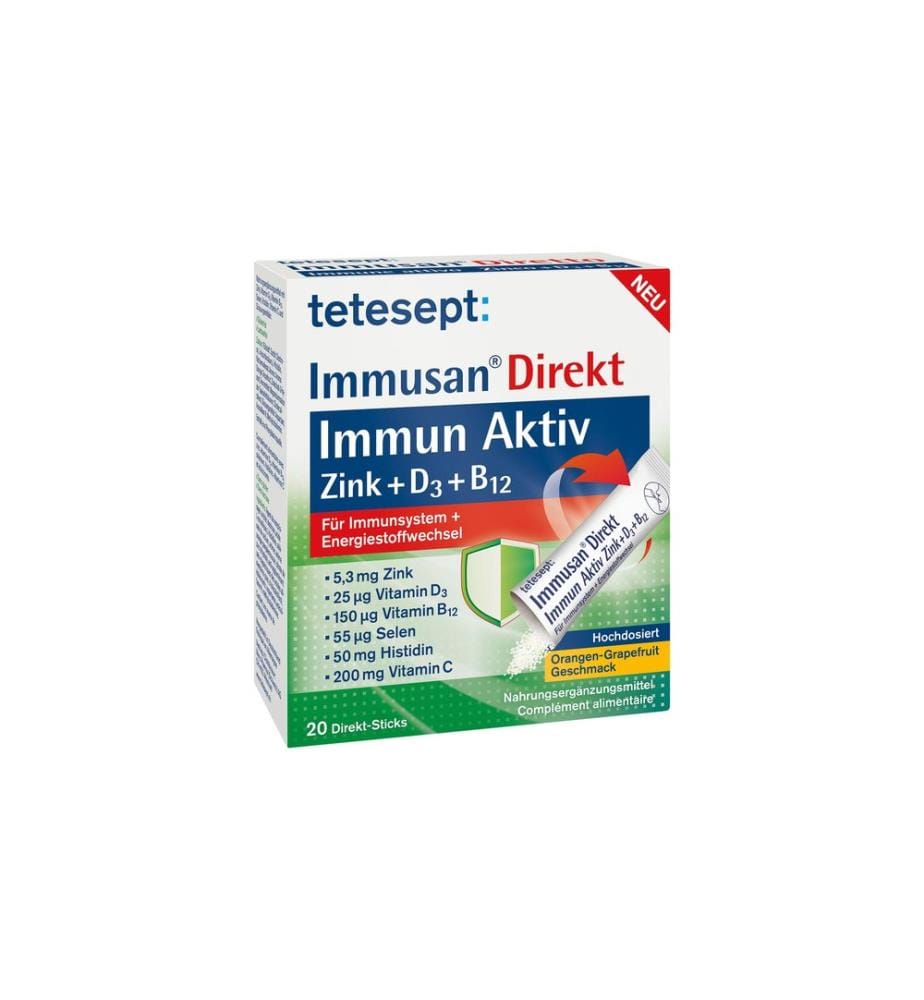 tetesept - Immusan Direct Immune Active Zinc+D3+B12 20 bâtons directs