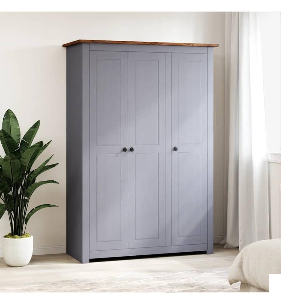 Garde-robe 3 portes Gris 118x50x171,5 cm Pin Assortiment Panama