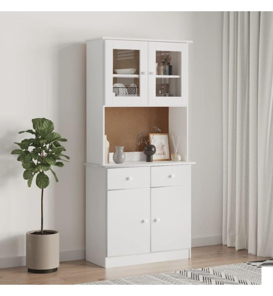 Buffet ALTA blanc 77x35x165 cm bois massif de pin